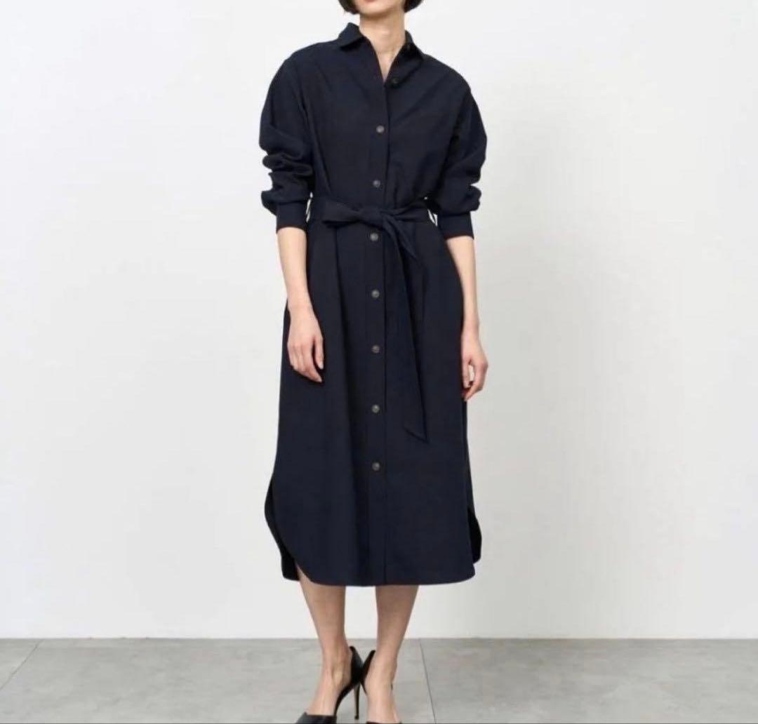 【美品】SOEJU ソージュ　オックスシャツワンピース　ネイビXS