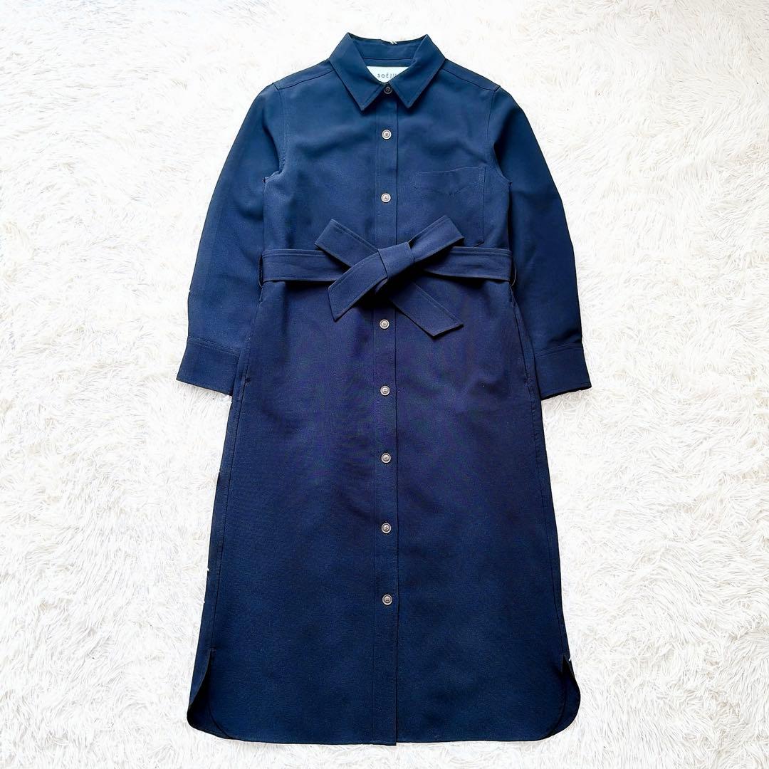 【美品】SOEJU ソージュ　オックスシャツワンピース　ネイビXS