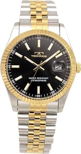 テクノスデイト付メンズクオーツウオッチT6C10TB　ゴールド