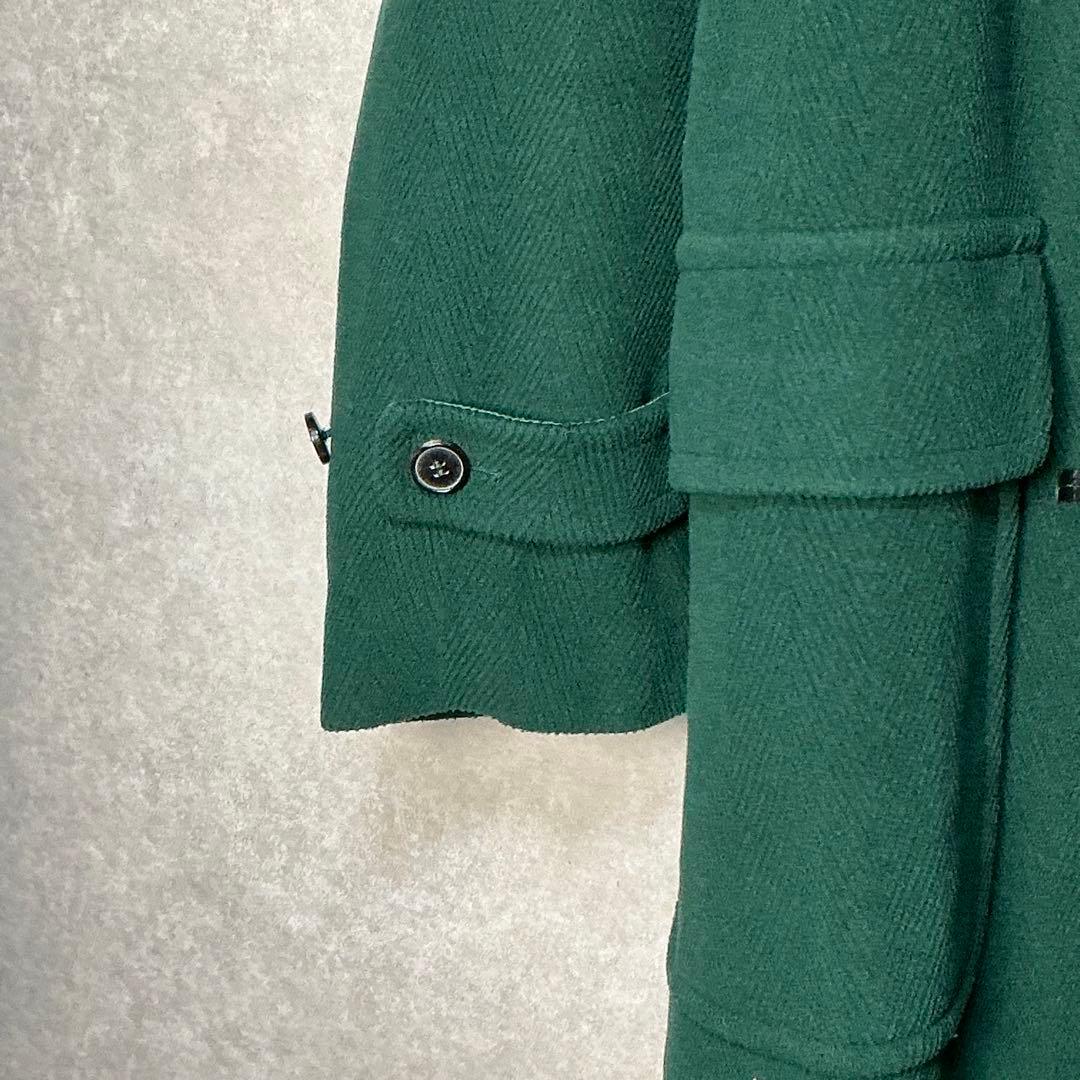 【美品】マッキントッシュ　ダッフルコート　ヘリンボーン　グリーン　英国製　38