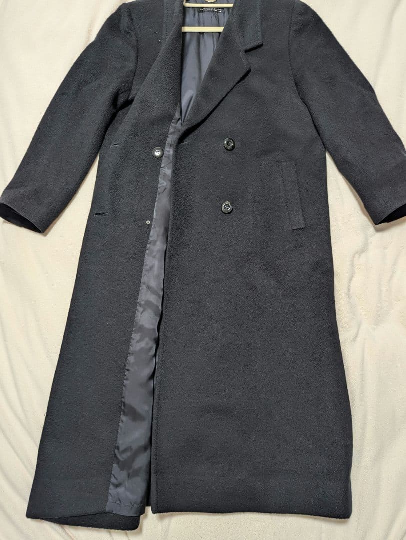 カシミヤ100% 黒 ブラック チェスターコート ロングコート