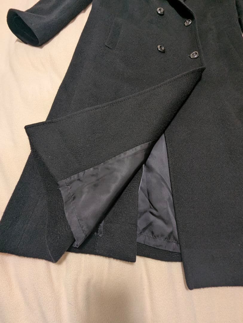 カシミヤ100% 黒 ブラック チェスターコート ロングコート