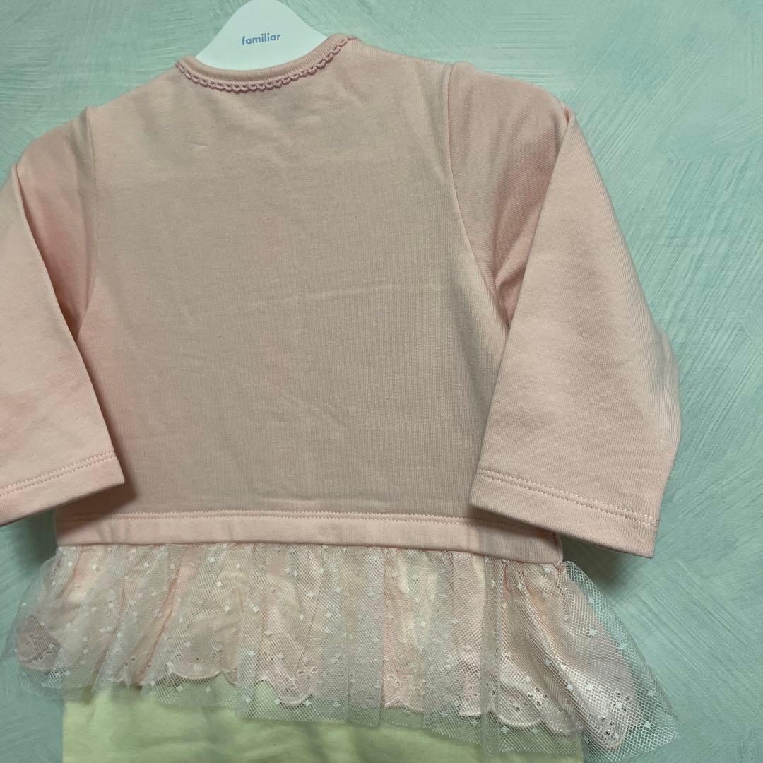 新品タグ付♡ミキハウス♡うさこレースフリルの可愛い〜カバーオール♡80