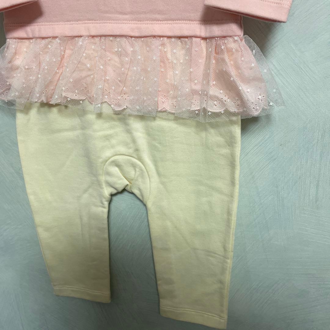 新品タグ付♡ミキハウス♡うさこレースフリルの可愛い〜カバーオール♡80