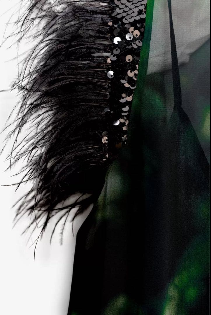 【ZARA】LimitedEdition プリント柄コンビワンピース　M