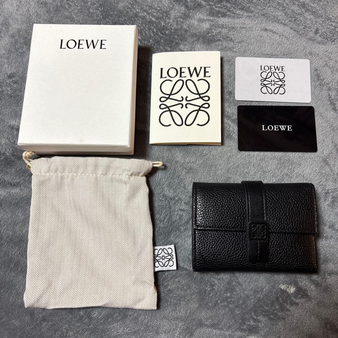 LOEWE バーティカル ウォレット スモール　ブラック　三つ折り財布