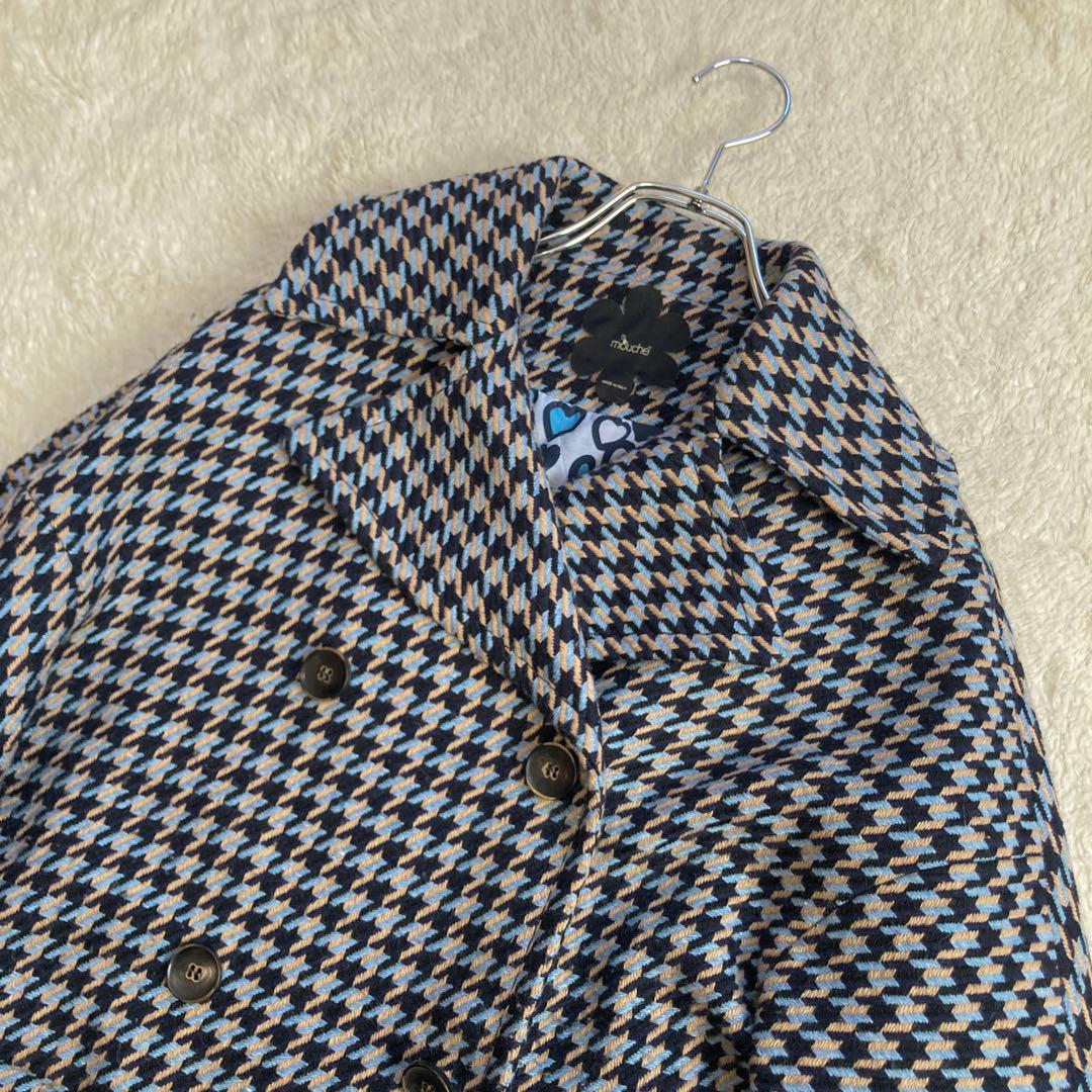 極美品・近年モデル✨mouche　ピーコート　総柄　ハート　イタリア製　三陽商会