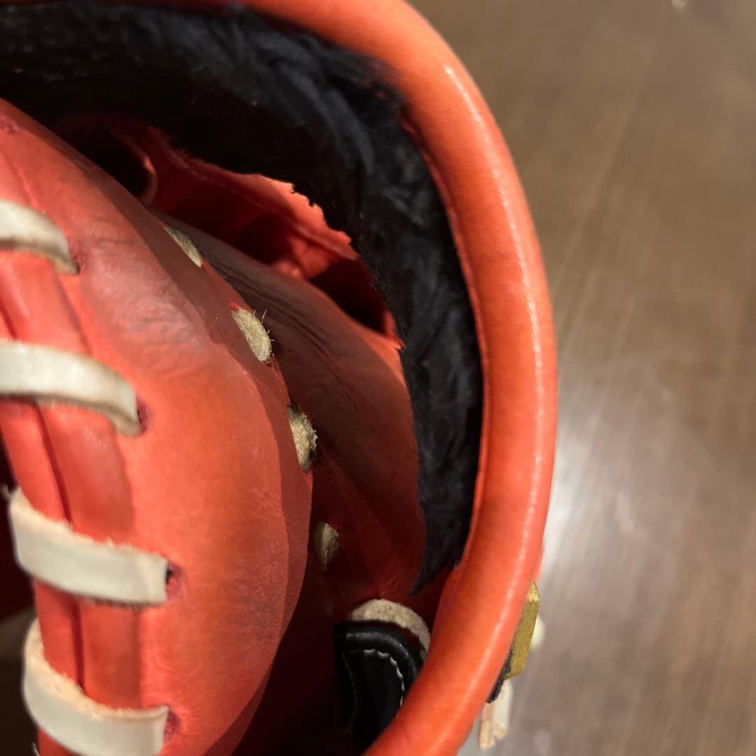 オレンジレザー 軟式用グローブ 右利き用