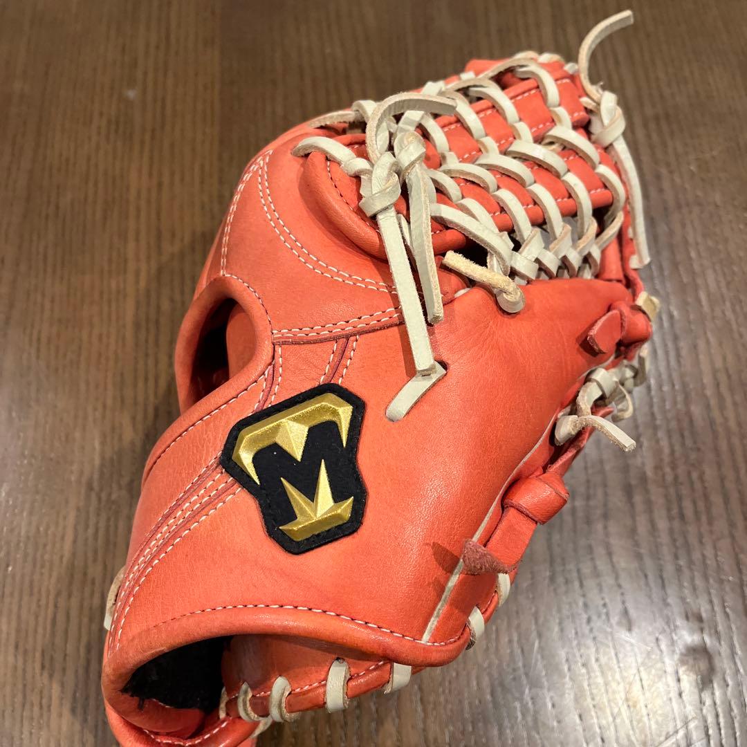 オレンジレザー 軟式用グローブ 右利き用