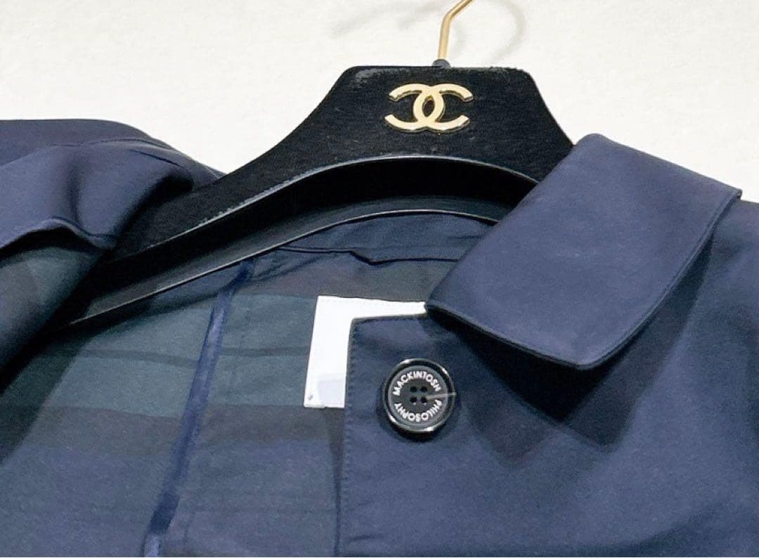 【中古・美品】マッキントッシュ　ステンカラー　ロングコート　レディース　ネイビー