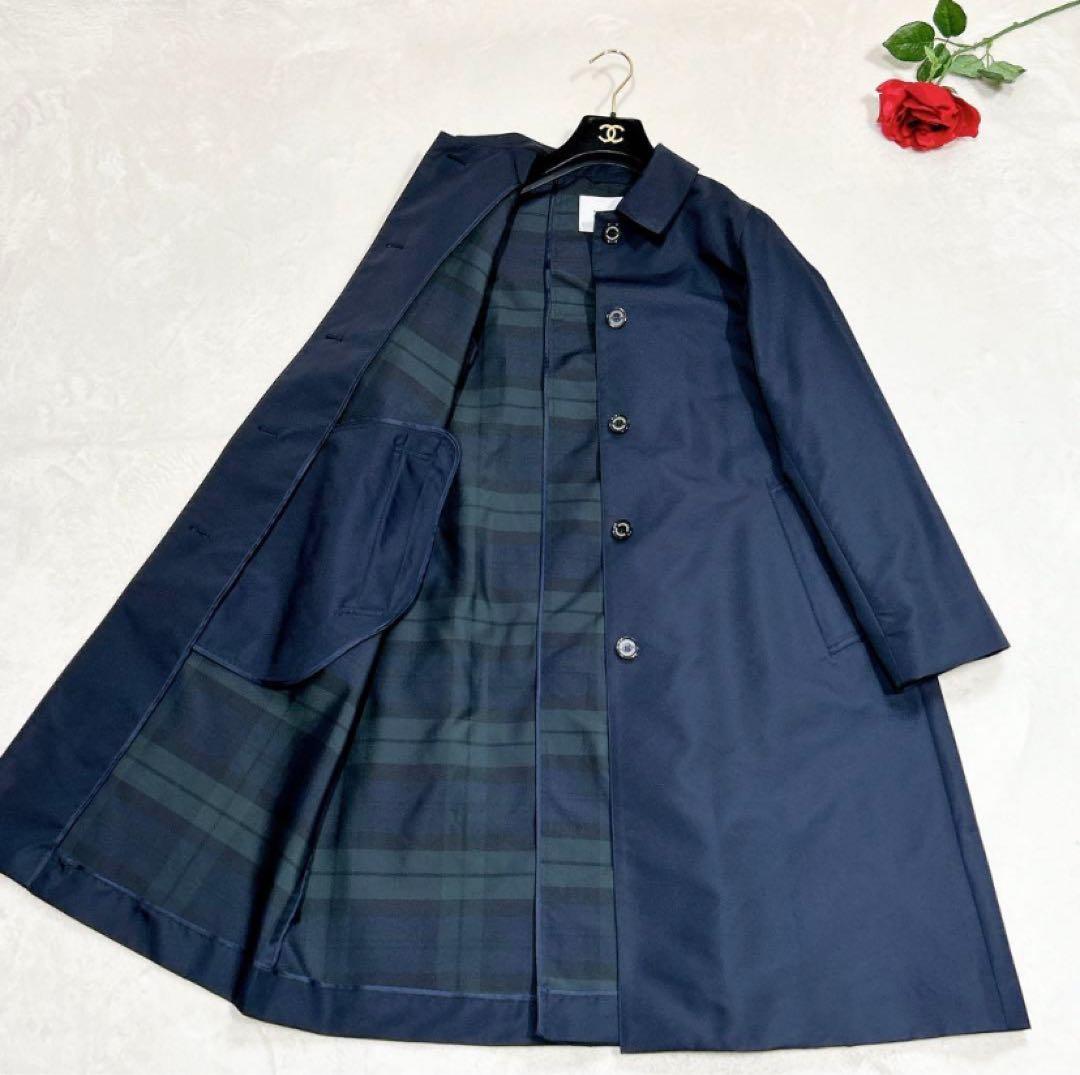 【中古・美品】マッキントッシュ　ステンカラー　ロングコート　レディース　ネイビー