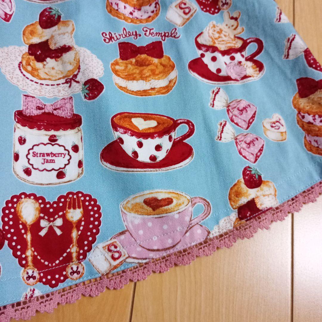 限定品　シャーリーテンプル　シャーリーカフェプリント　ワンピース　130　水色