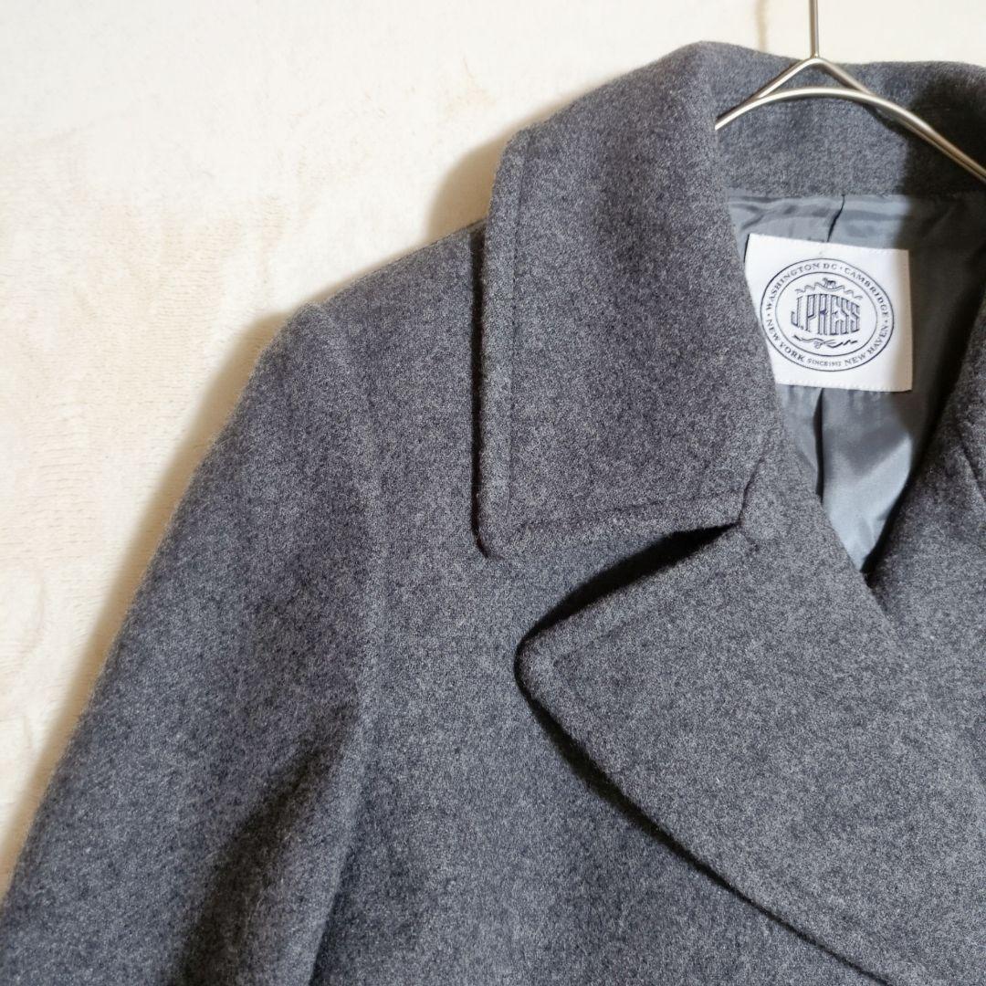 【未使用】ジェイプレス ウール混 ピーコート ダブルブレスト M グレー 防寒