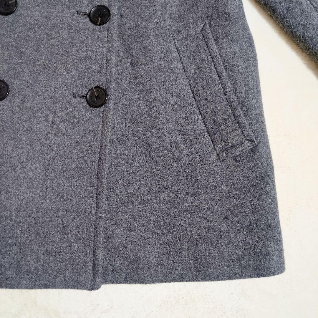 【未使用】ジェイプレス ウール混 ピーコート ダブルブレスト M グレー 防寒