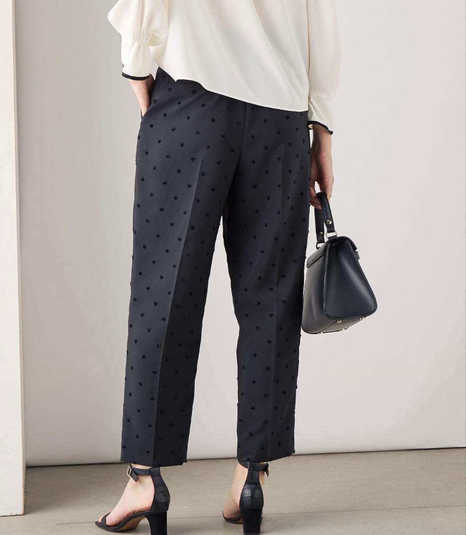 ★ノーリーズ★ ウォッシャブルドットツッキリツータックテーパードパンツ