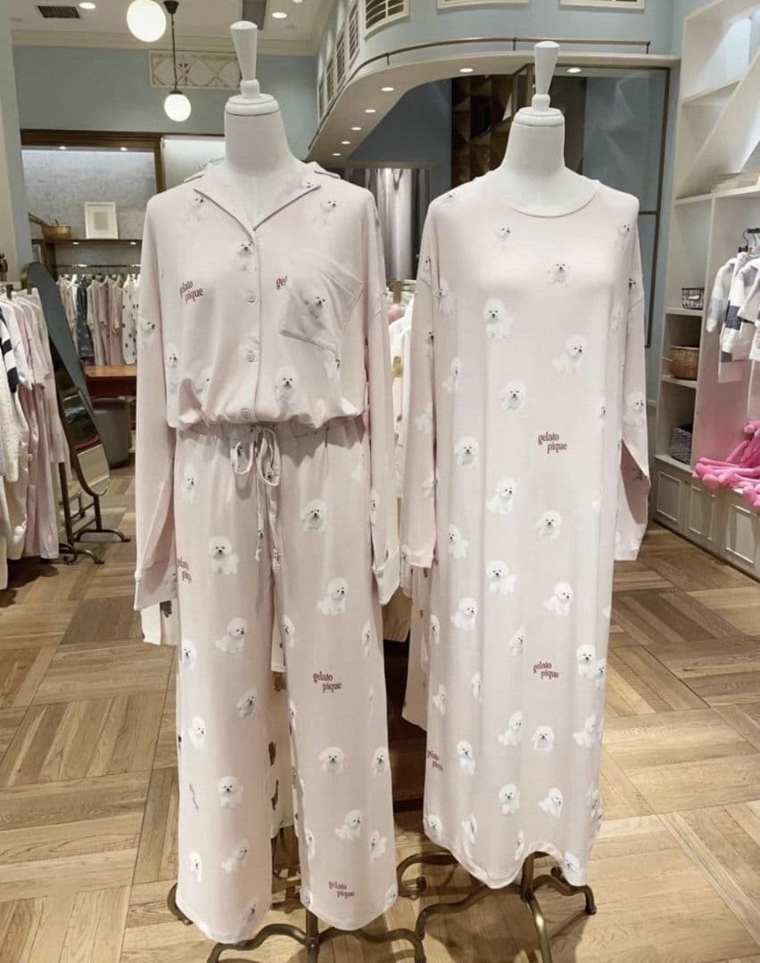 ジェラートピケ　ビションフリーゼ　ルームウェア　長袖上下セット　　15-1