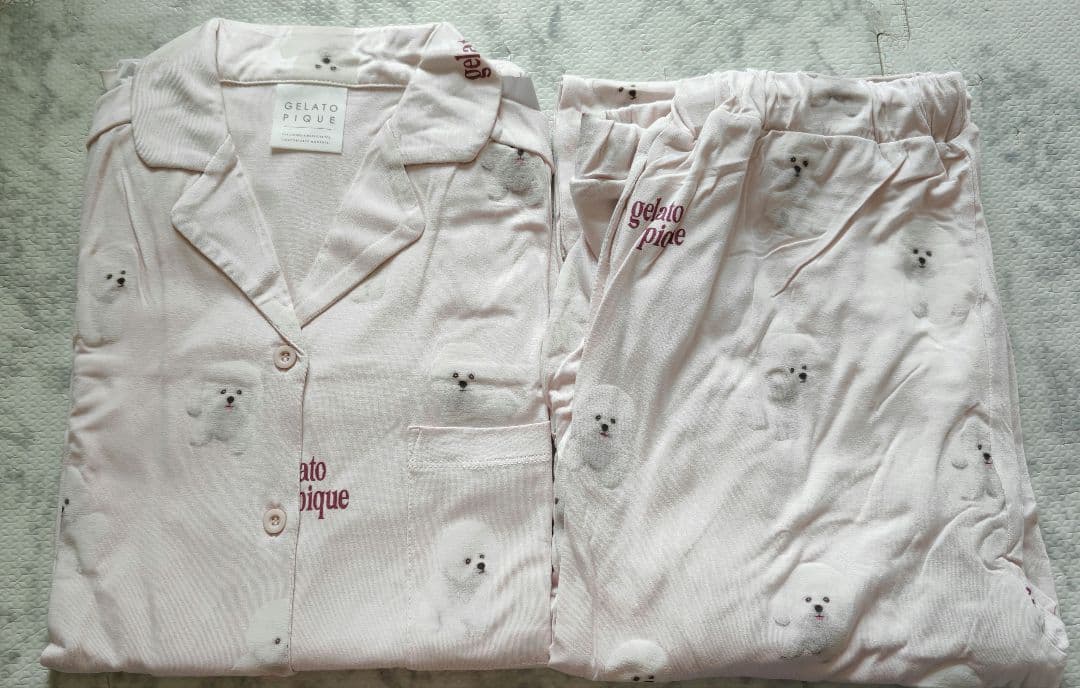 ジェラートピケ　ビションフリーゼ　ルームウェア　長袖上下セット　　15-1