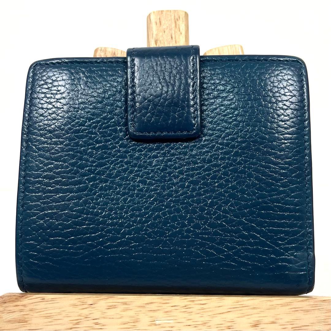 グッチ　インターロッキング　折り財布　ゴールドロゴ　コンパクト　レザー　極美品