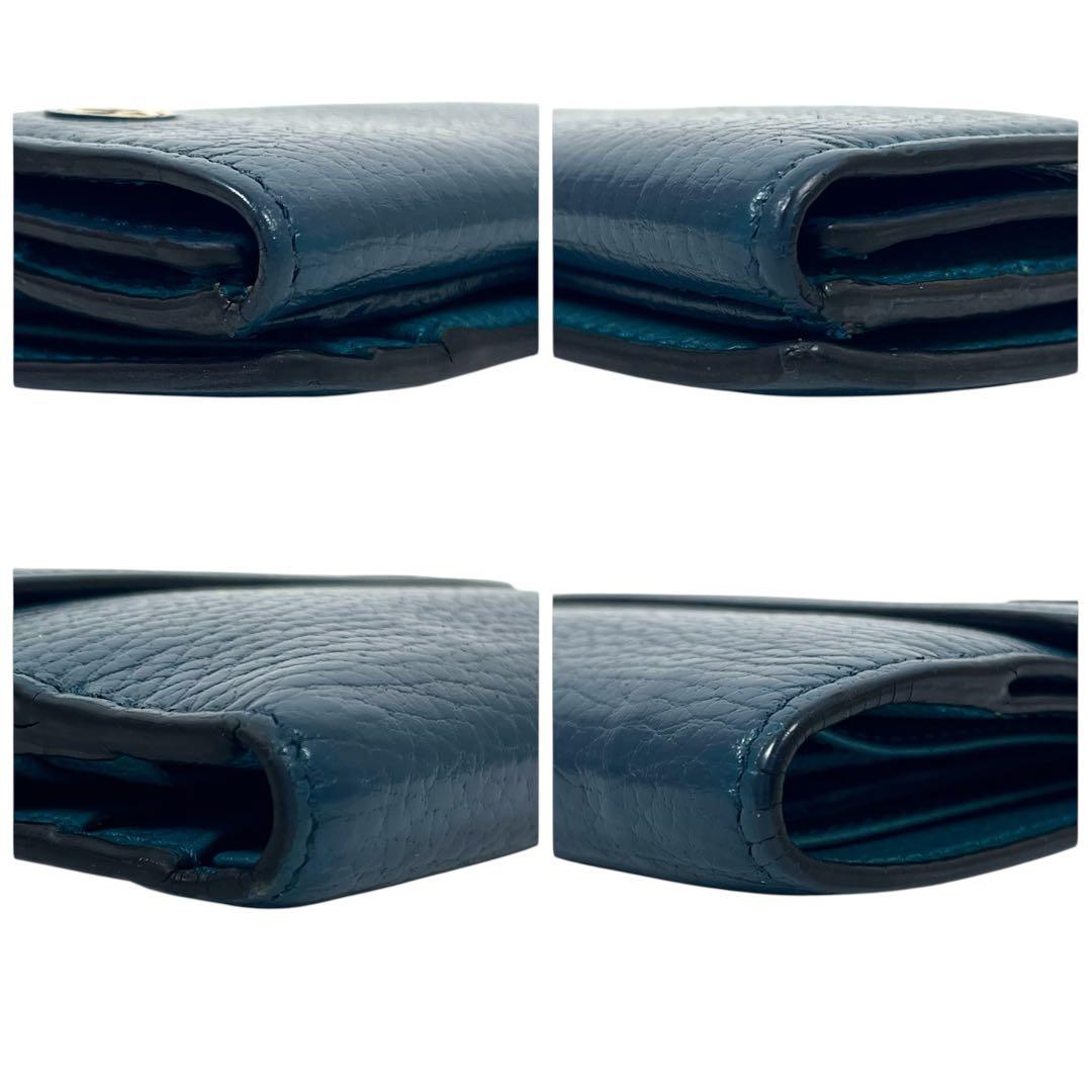 グッチ　インターロッキング　折り財布　ゴールドロゴ　コンパクト　レザー　極美品