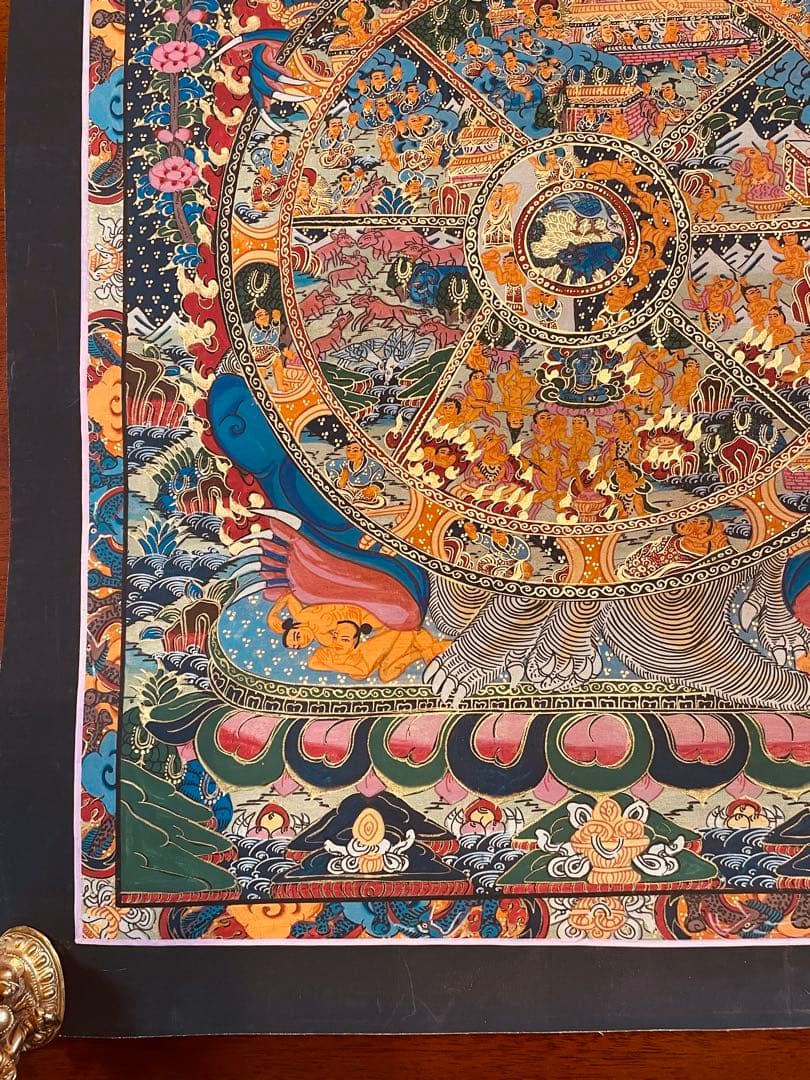 チベット密教 仏教 密教 新品 手描き　肉筆画 タンカ 曼荼羅 六道輪廻図 D1