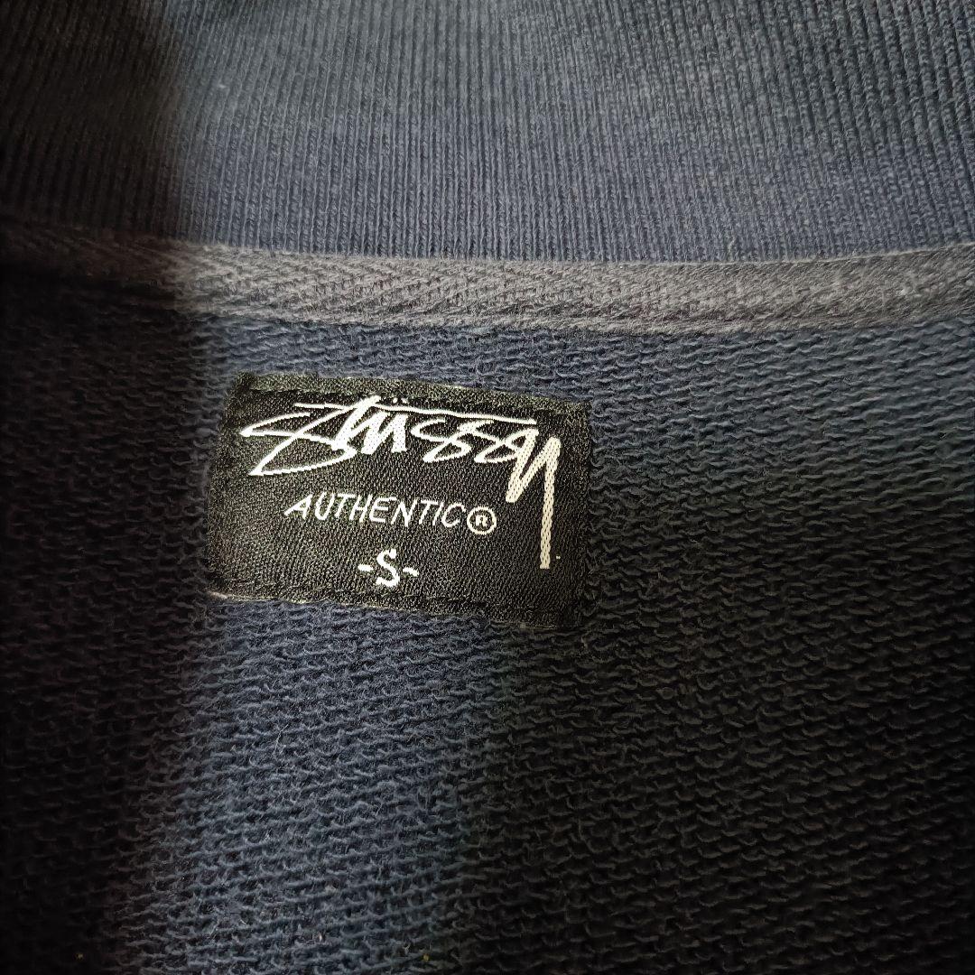 【人気デザイン】00s STUSSY スタジャン パイルロゴ刺繍 ネイビー