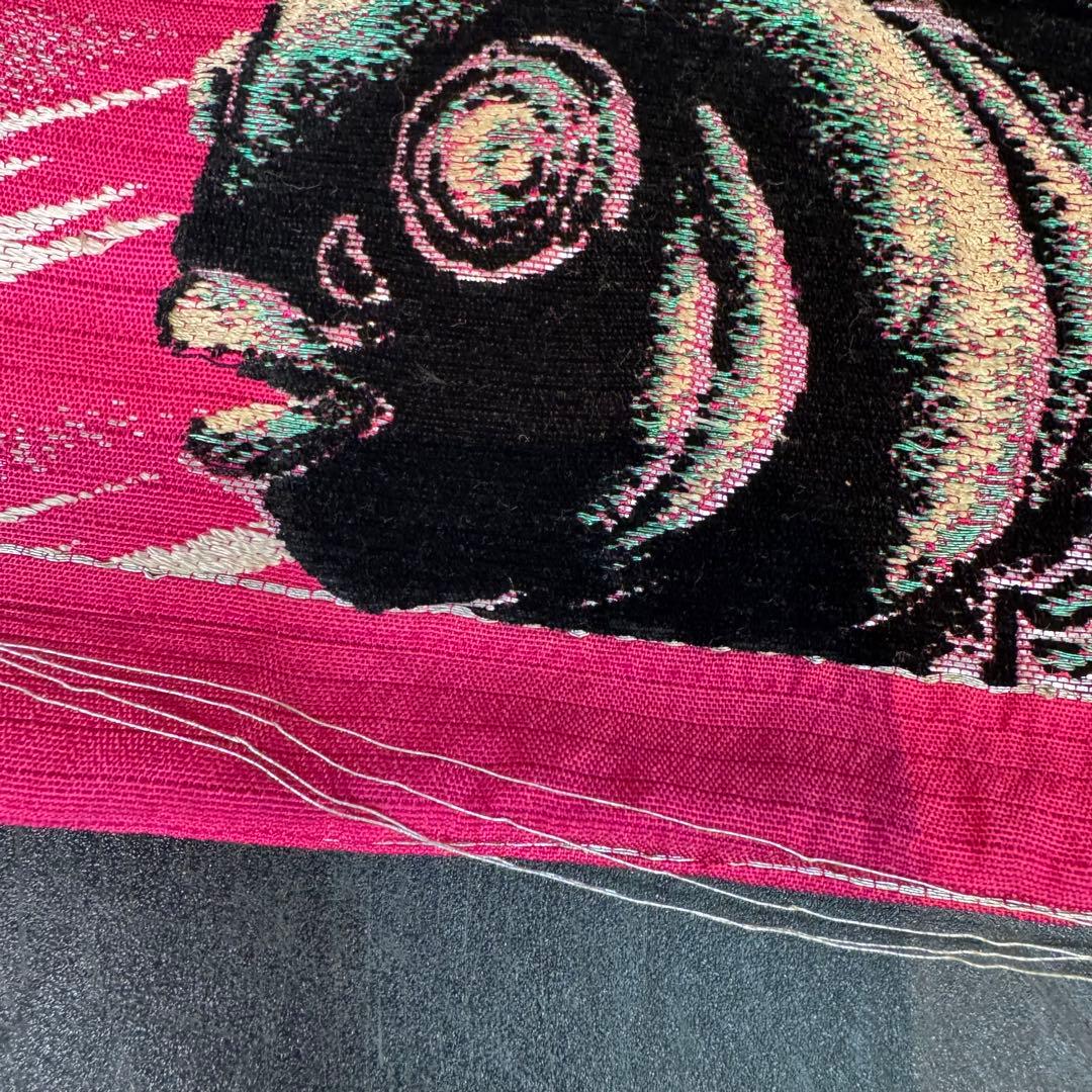 よ*る様 金魚柄 名古屋帯 ピンク　アンティーク　短尺　レトロホラー風　刺繍帯