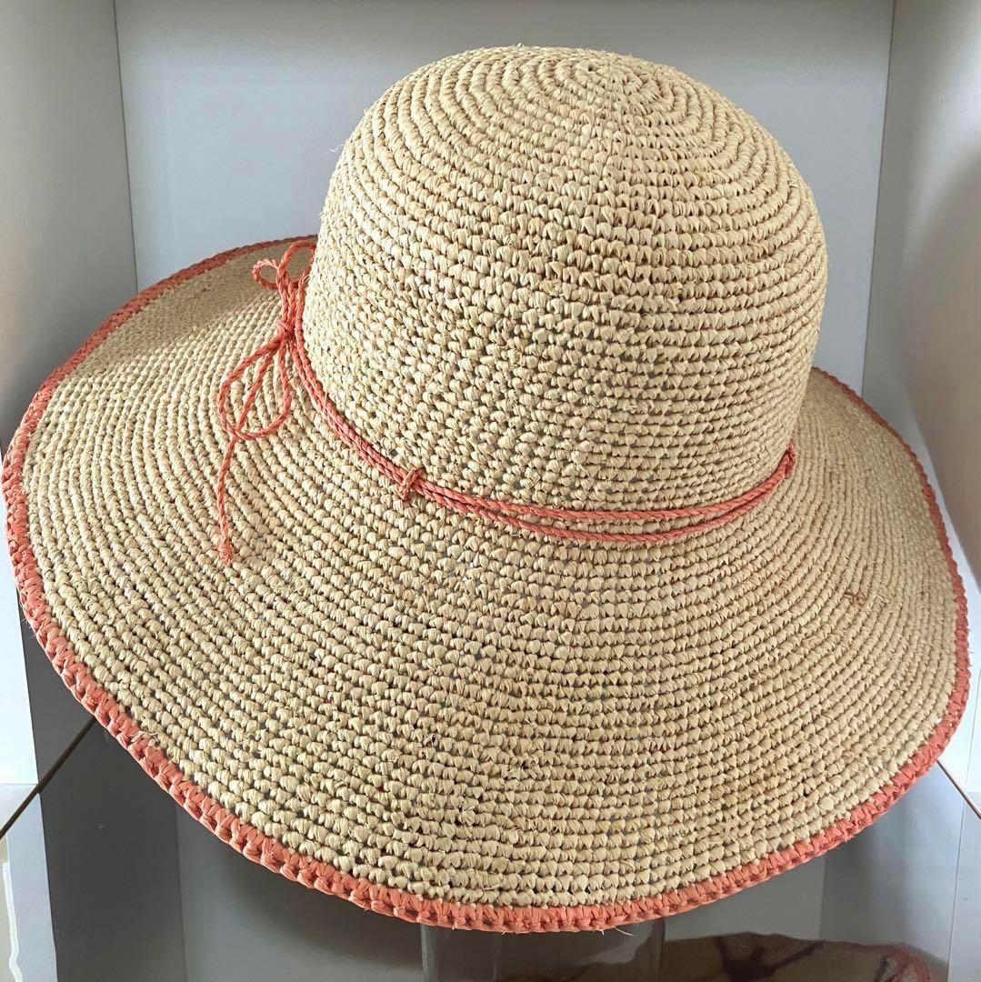 ゆ*す様 超希少 ヘレンカミンスキー ラフィア ワイドブリム ナチュラル×コーラ