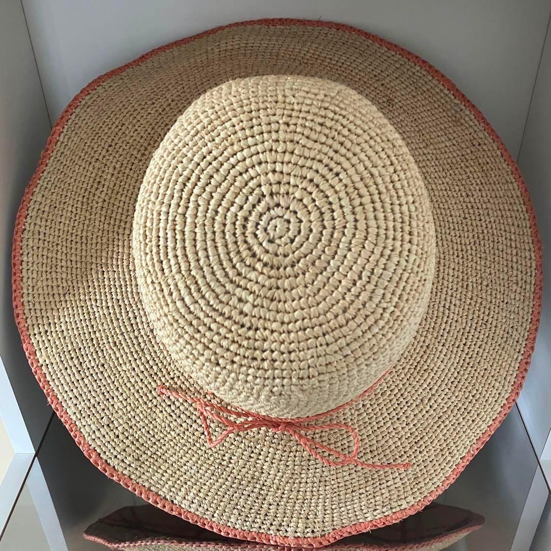 ゆ*す様 超希少 ヘレンカミンスキー ラフィア ワイドブリム ナチュラル×コーラ