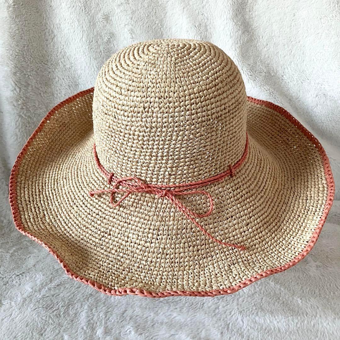 ゆ*す様 超希少 ヘレンカミンスキー ラフィア ワイドブリム ナチュラル×コーラ