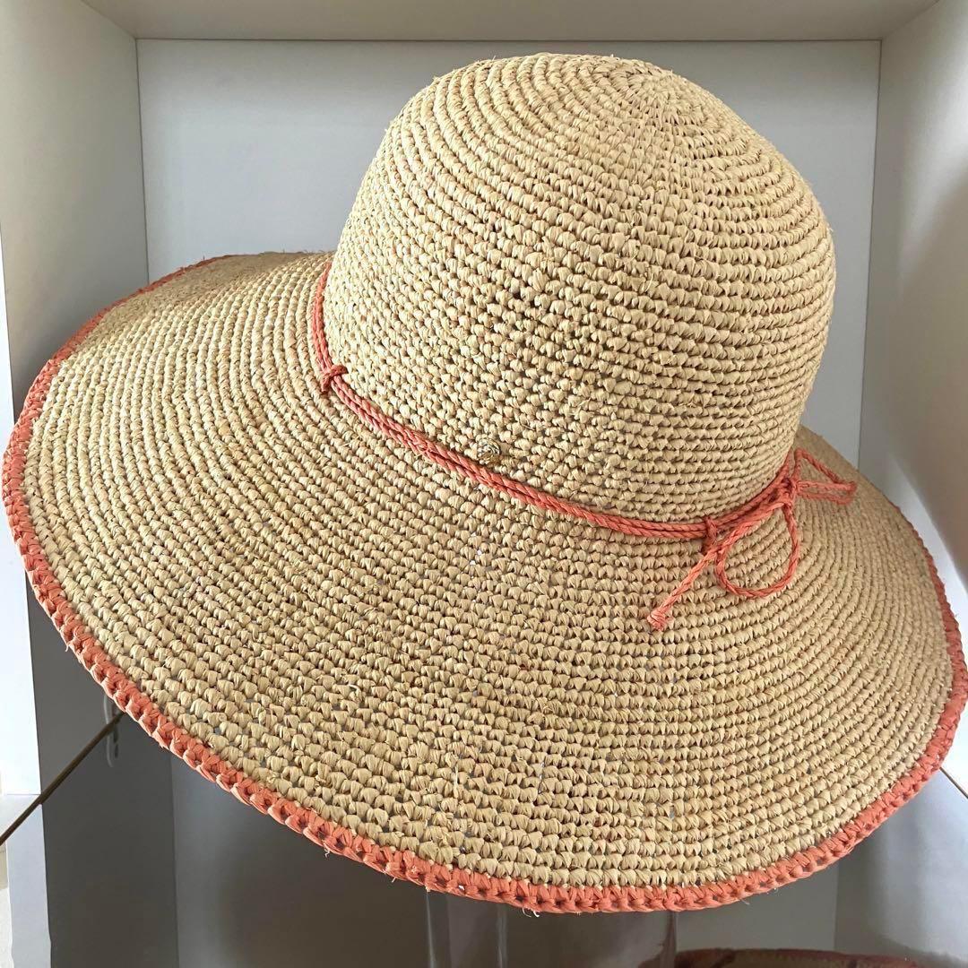 ゆ*す様 超希少 ヘレンカミンスキー ラフィア ワイドブリム ナチュラル×コーラ