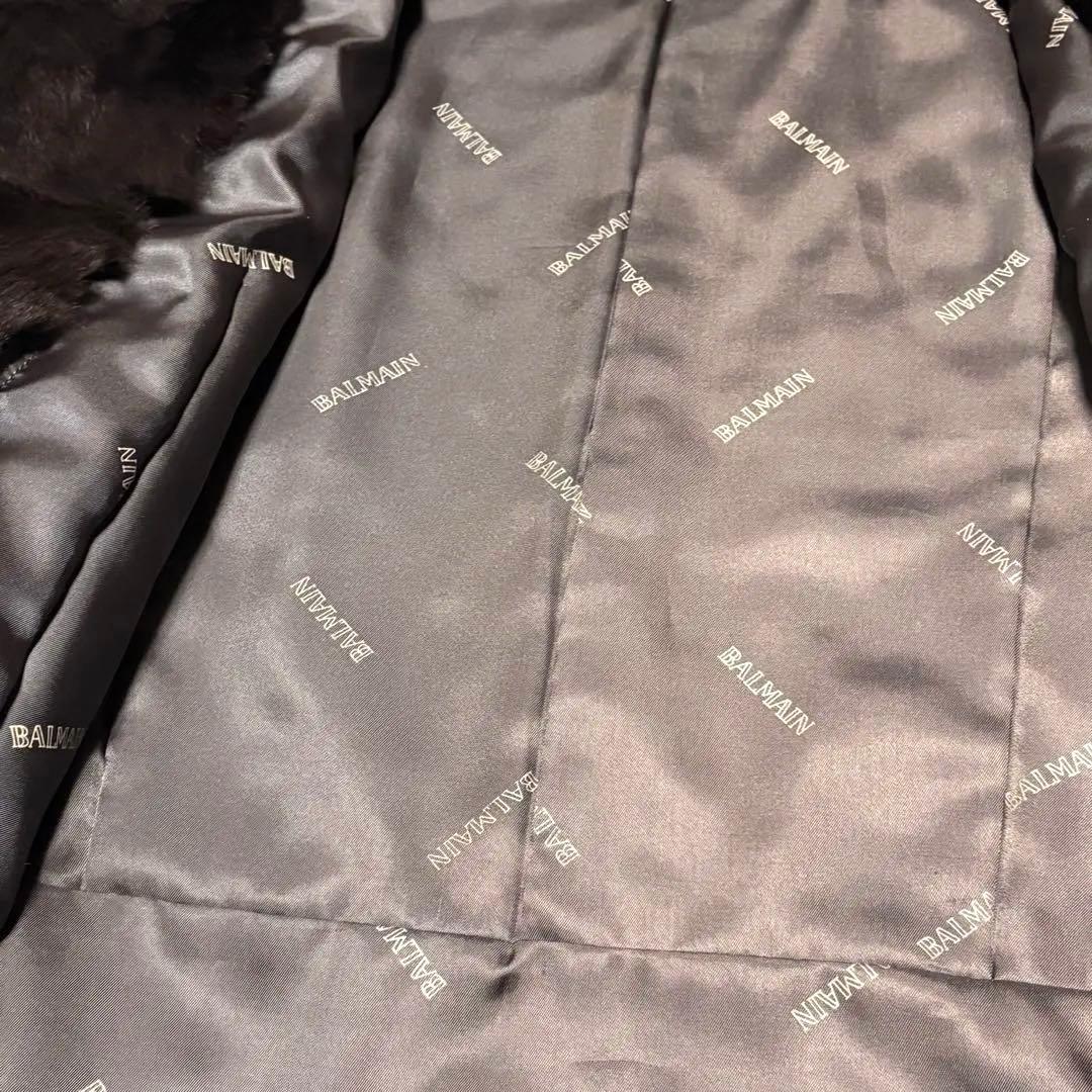 BALMAIN レザージャケット　羊革　毛皮 レッキスラビット　ブラウン　XL