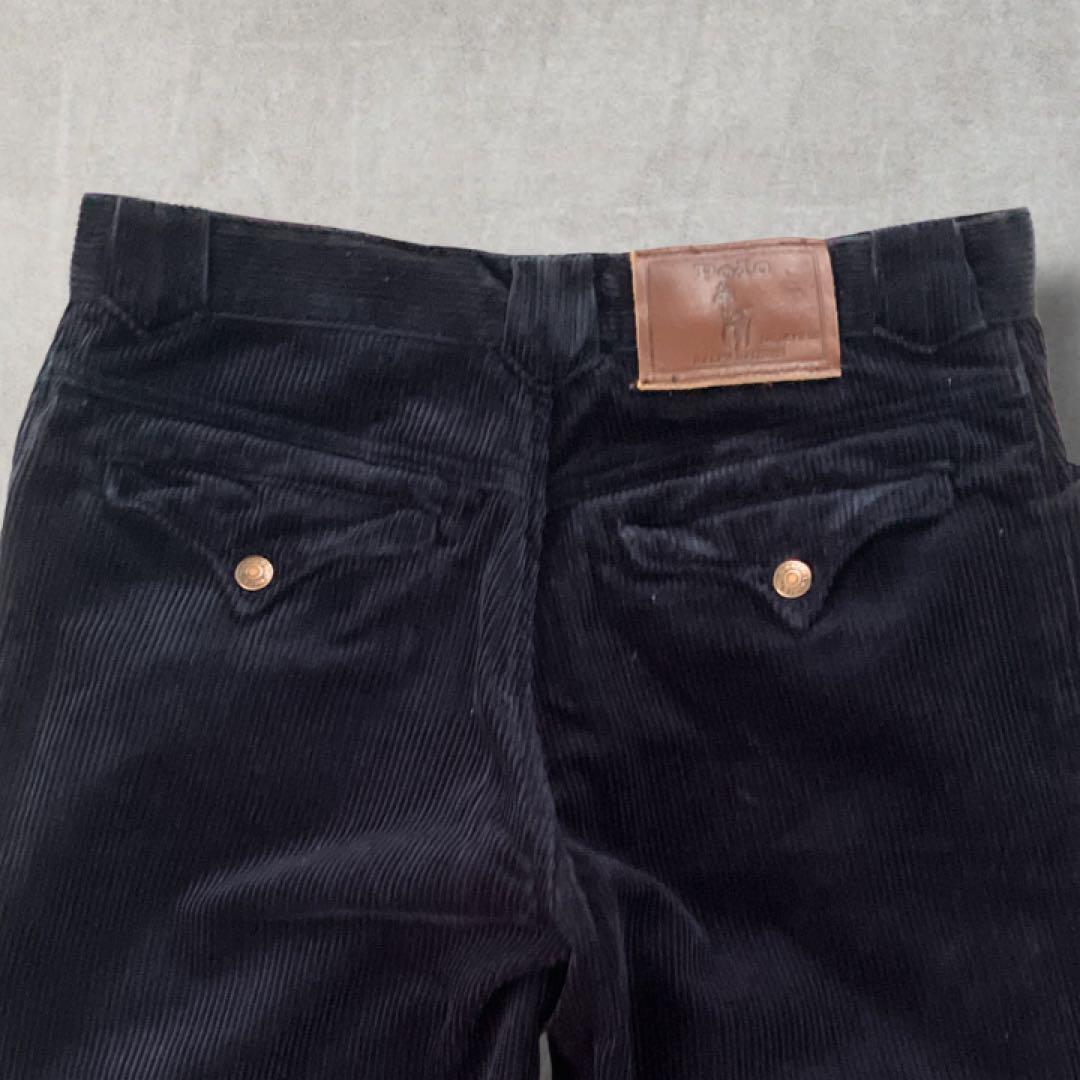 ポロ ラルフ コーデュロイパンツ 太畝 ストレート 革パッチ 日本製 ネイビー