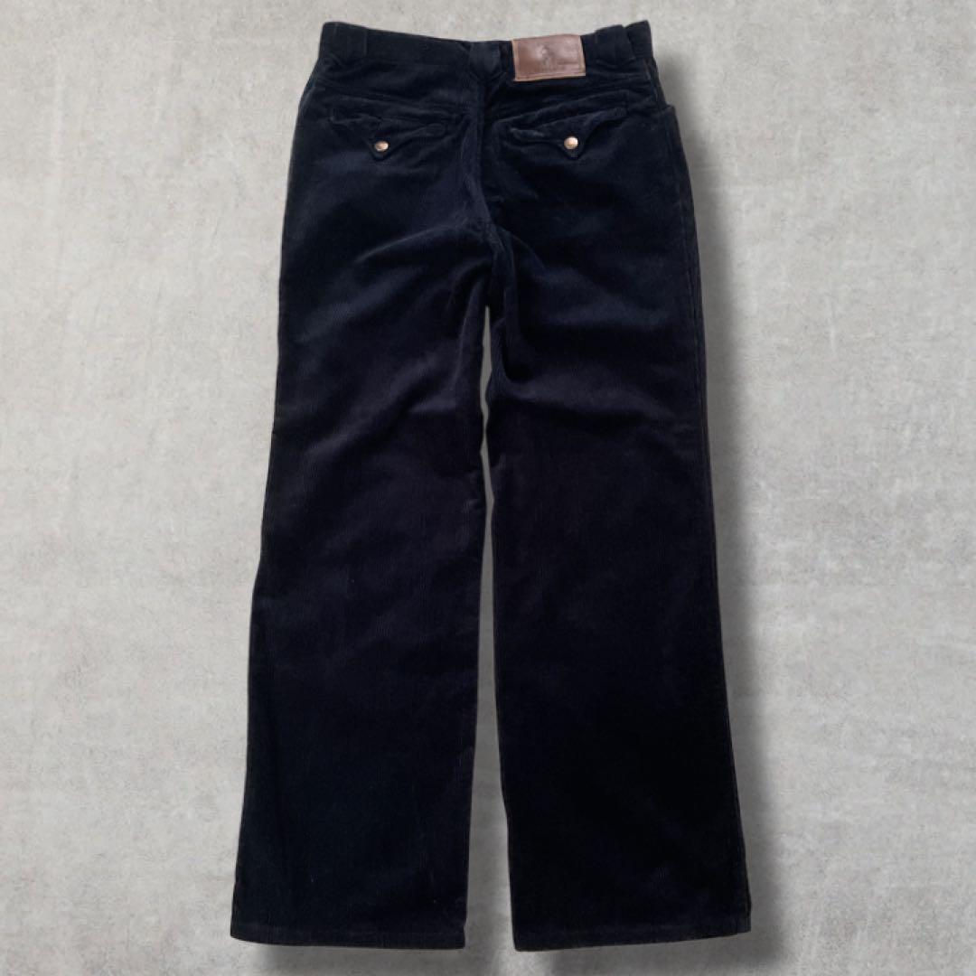 ポロ ラルフ コーデュロイパンツ 太畝 ストレート 革パッチ 日本製 ネイビー