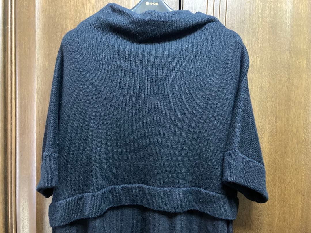 みい 芽風ブラックニットジャガードワンピース