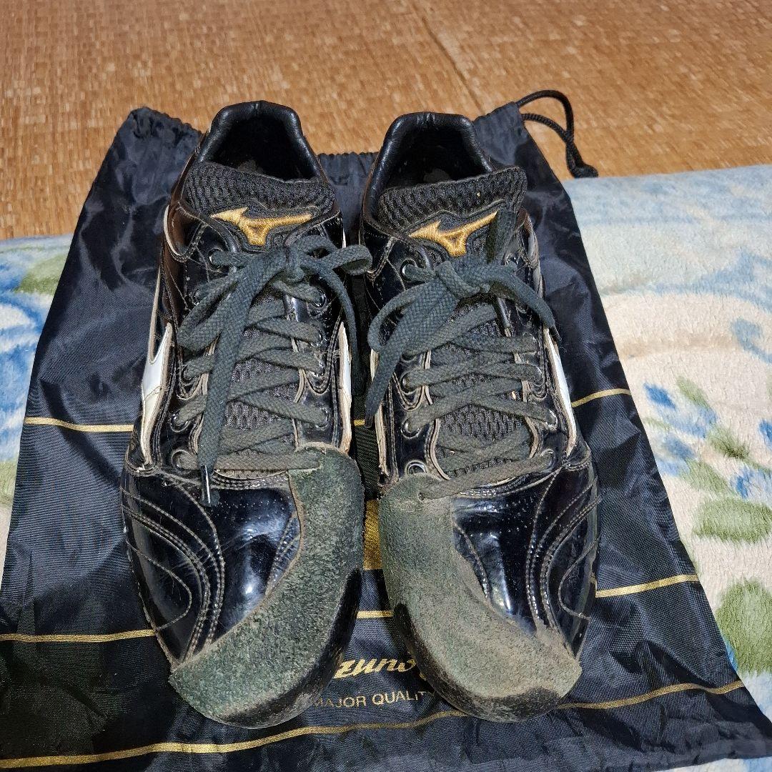 Mizuno ブラック ホワイト スパイク 収納袋付き