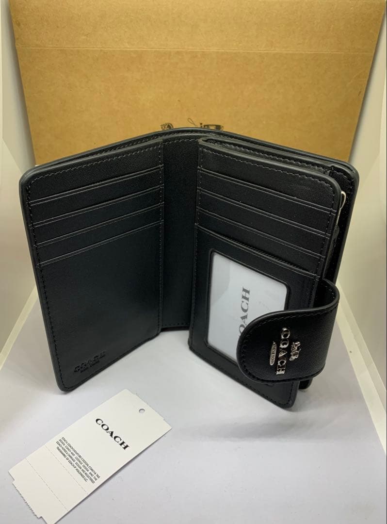 COACH　コーチ　C0082　二つ折り財布　グラファイト×ブラック