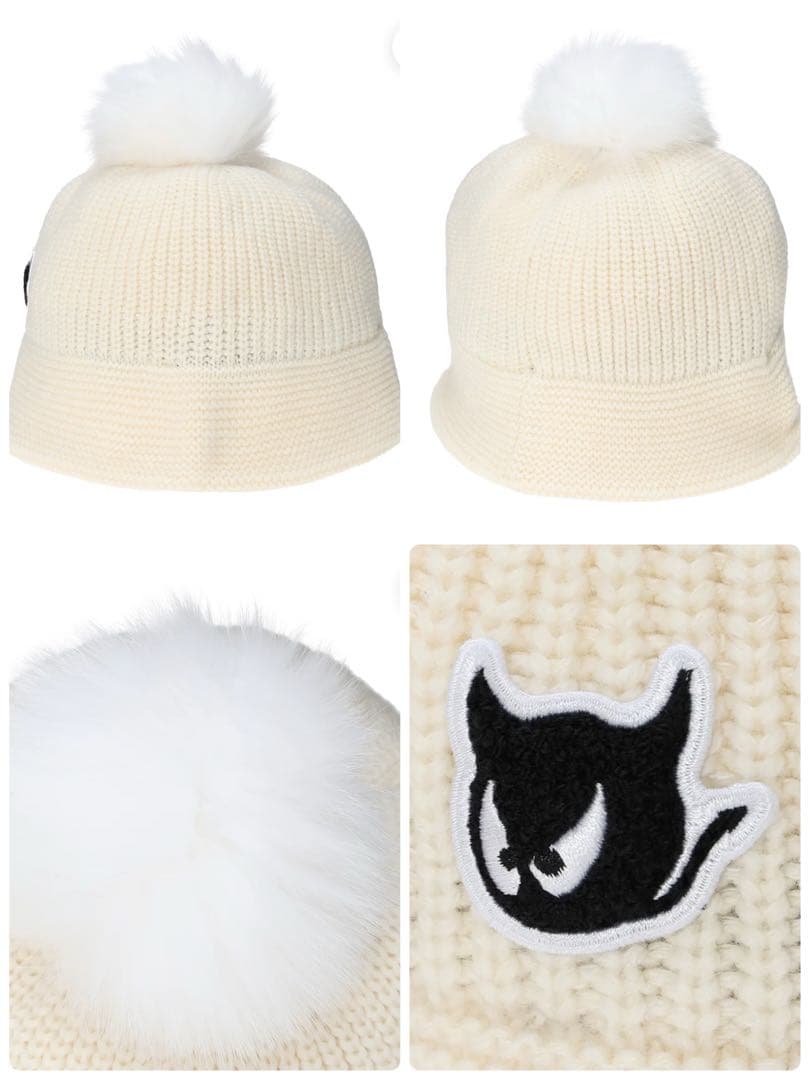 新品タグ付✨ワック　2WAYニットバケハ　白ロゴウール　ファーポンポン取り外し⭕️