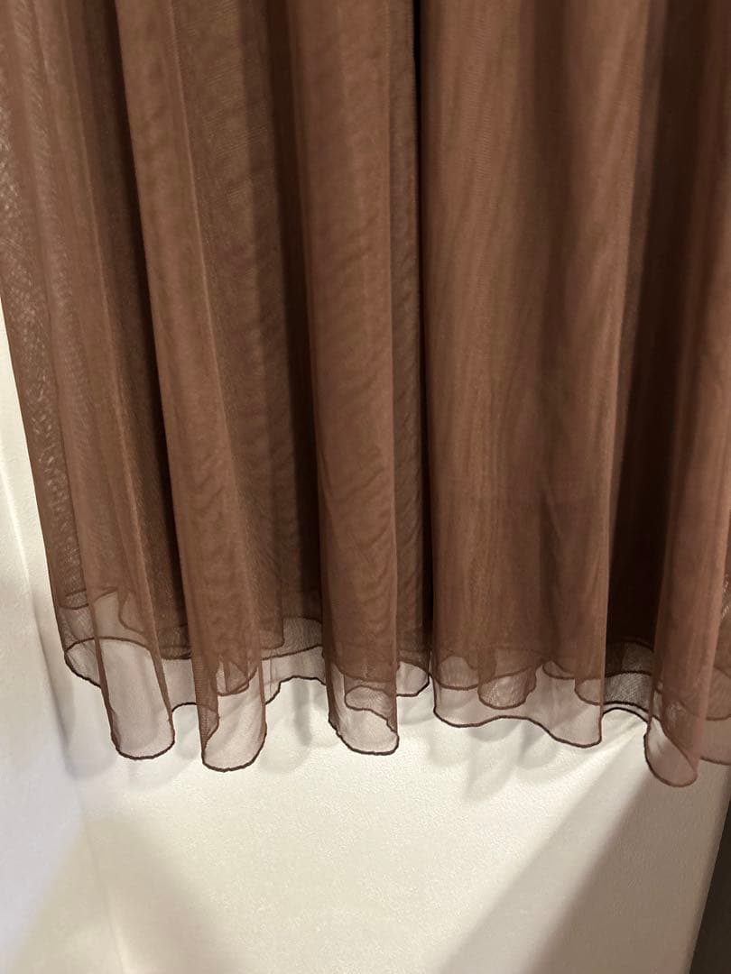 【美品】AMERI ブラウン シースルー袖 ロングドレス