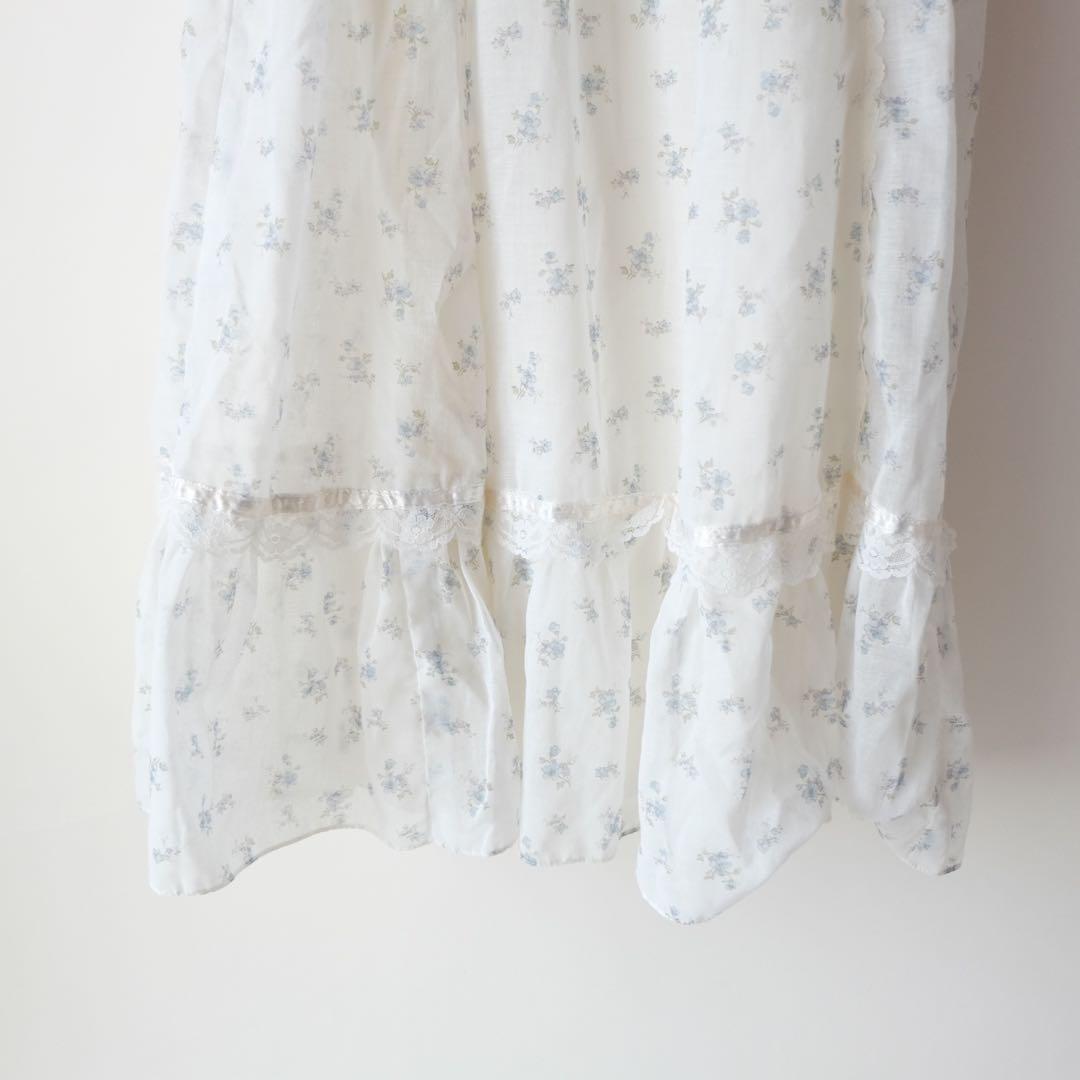 70s GUNNE SAX キッズ 花柄 レース ロング ワンピース ドレス