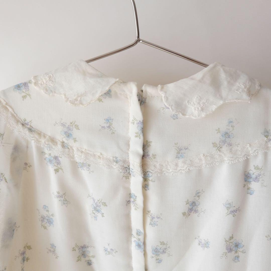 70s GUNNE SAX キッズ 花柄 レース ロング ワンピース ドレス