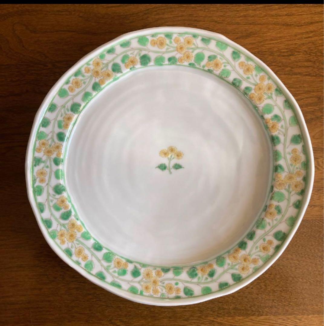 新品★藍水窯 大皿 ミモザづくし