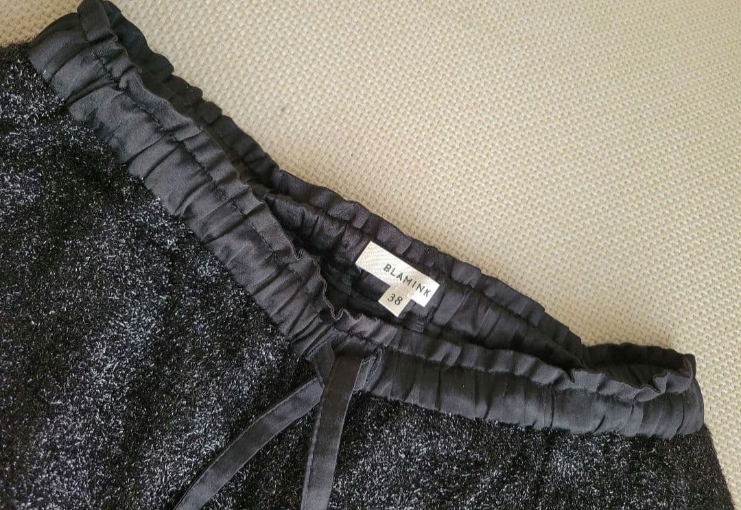 【sunu】BLAMINK 翁安芸さん着用 黒ラメ ドローストパンツ