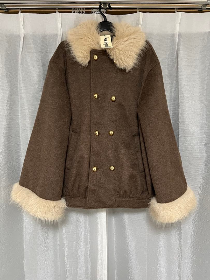 Andequel ☀︎collar fur cocoon coat（Brown）