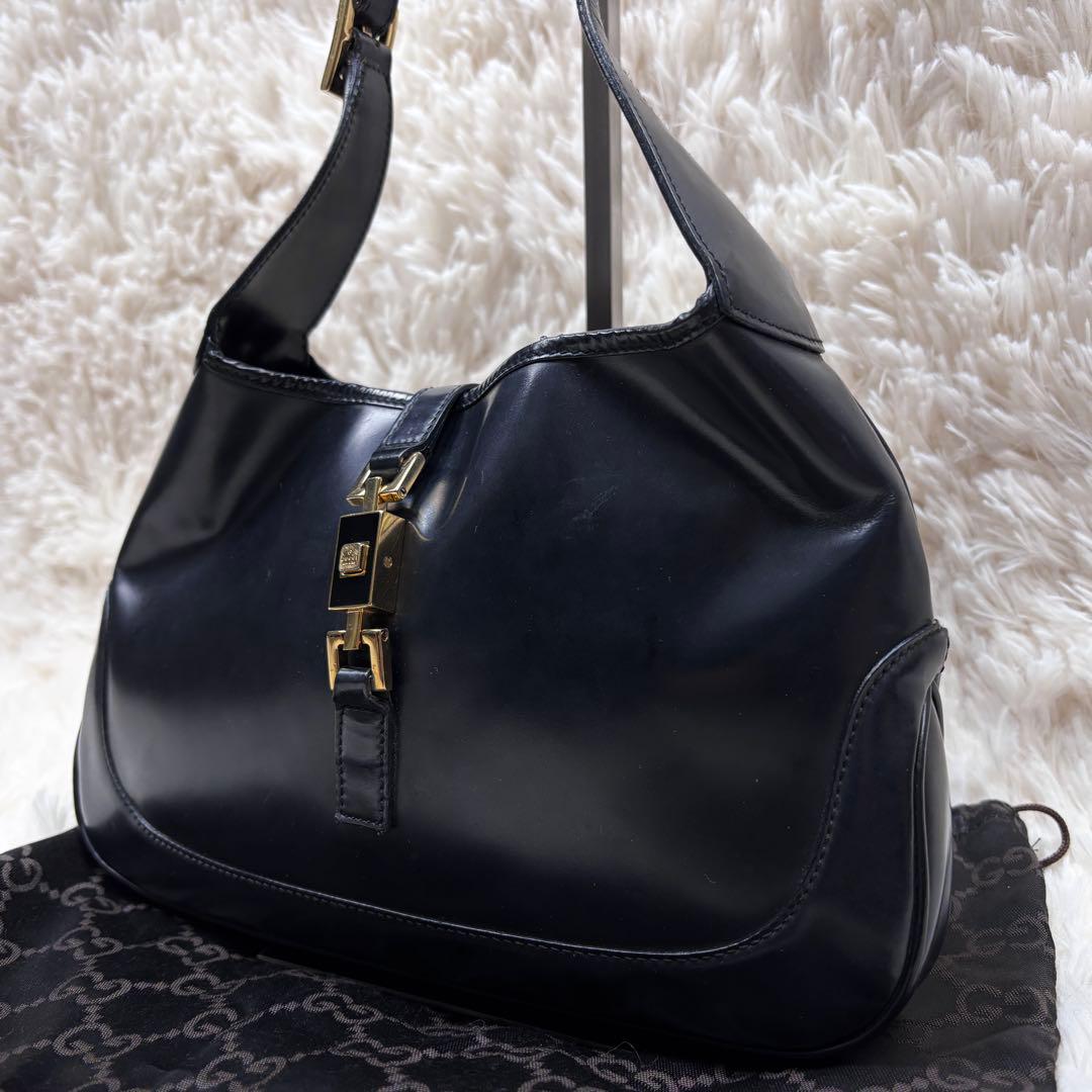 グッチ ジャッキー ワンショルダー バッグ オールレザー ブラック