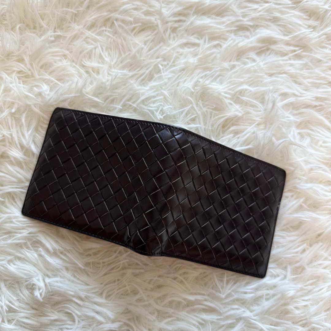 美品✨ボッテガヴェネタ イントレチャート 二つ折り財布 レザー ブラウン
