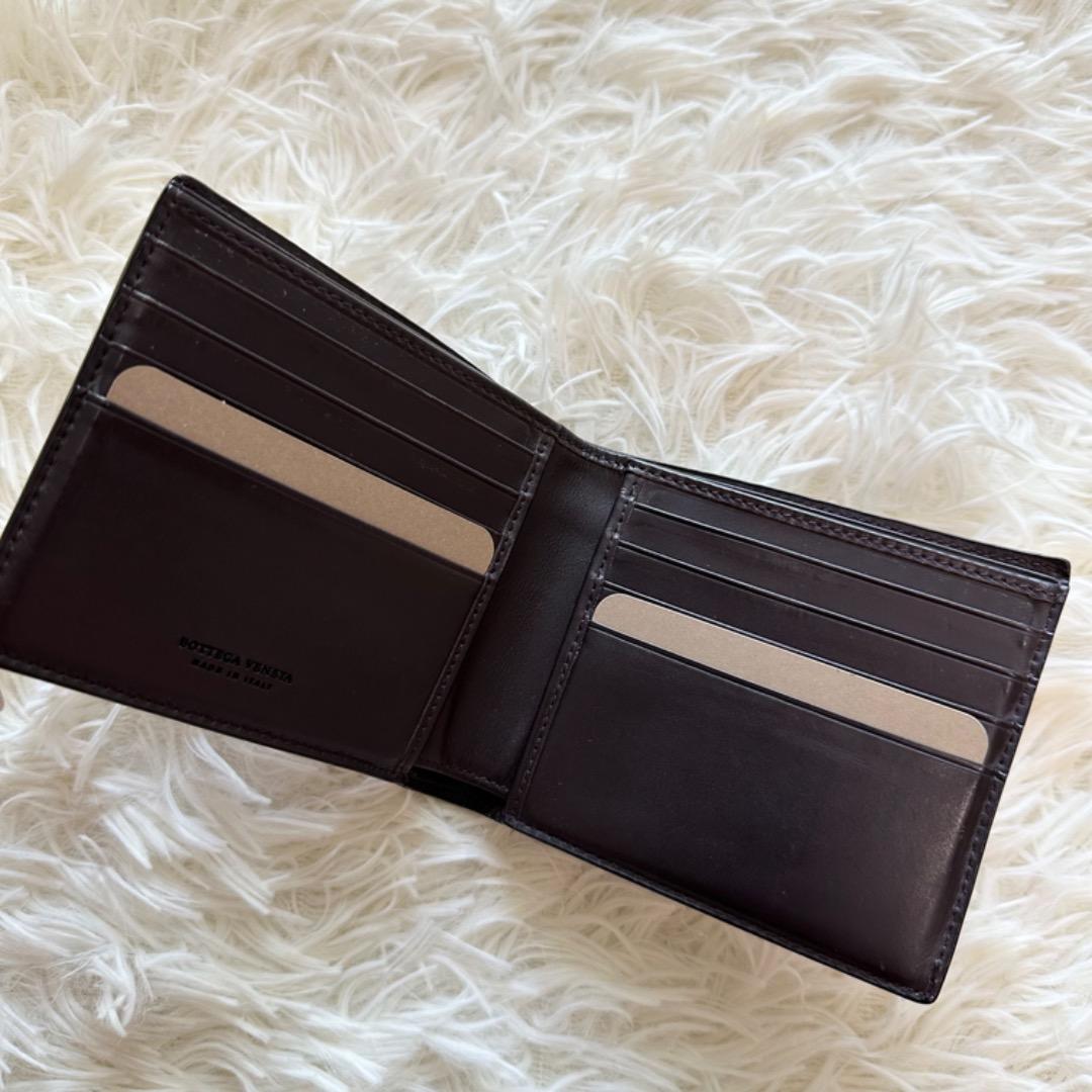 美品✨ボッテガヴェネタ イントレチャート 二つ折り財布 レザー ブラウン