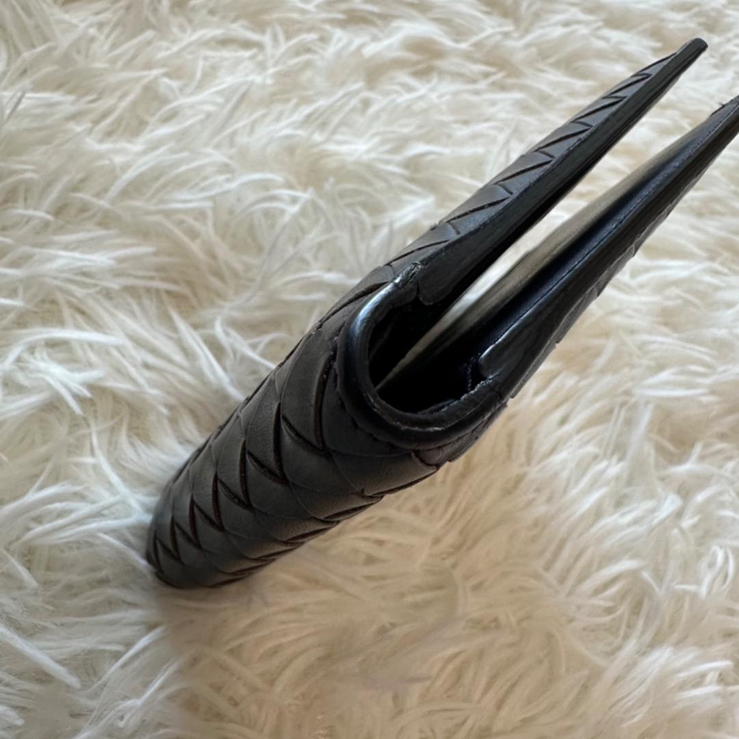 美品✨ボッテガヴェネタ イントレチャート 二つ折り財布 レザー ブラウン