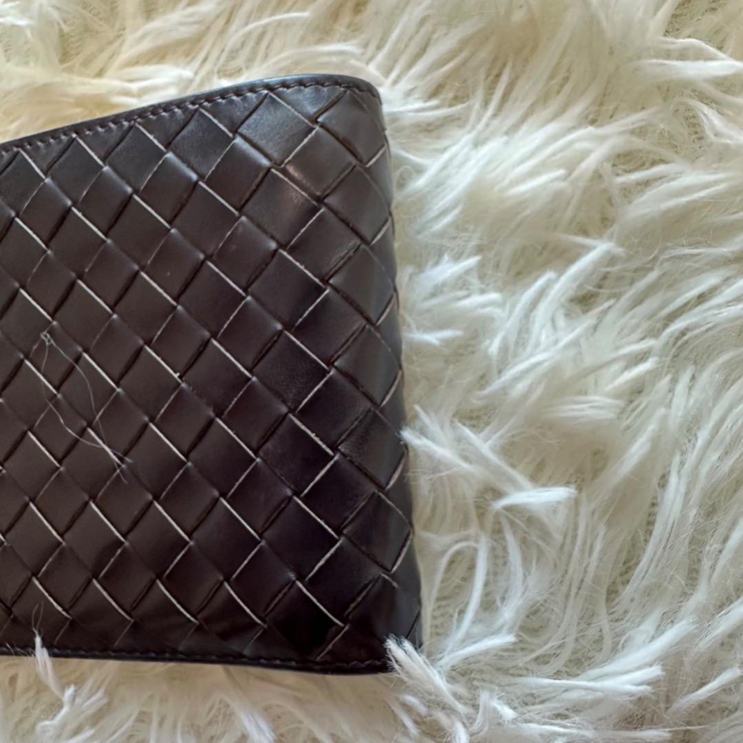 美品✨ボッテガヴェネタ イントレチャート 二つ折り財布 レザー ブラウン