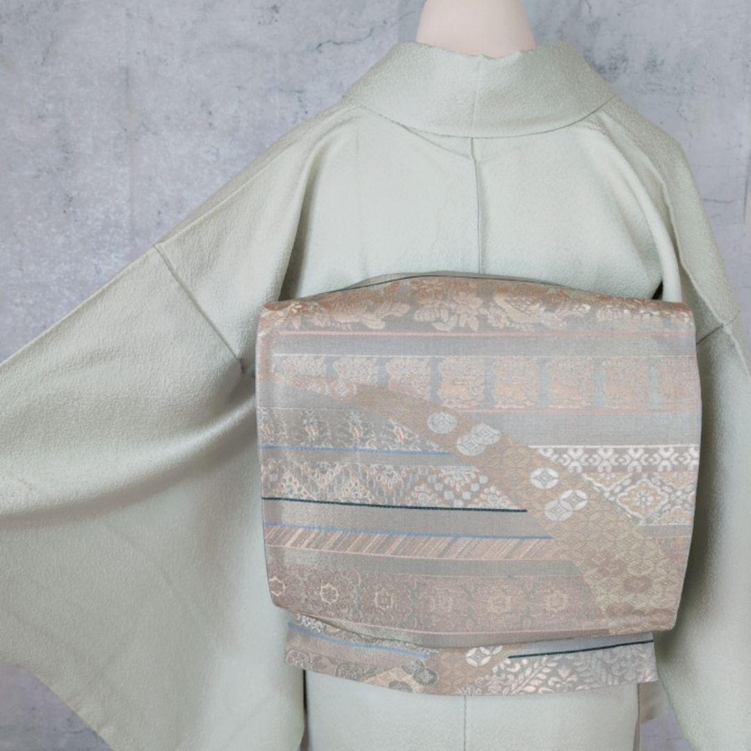 色無地　着物　フルセット　正絹　Sサイズ　ライムグリーン　O5