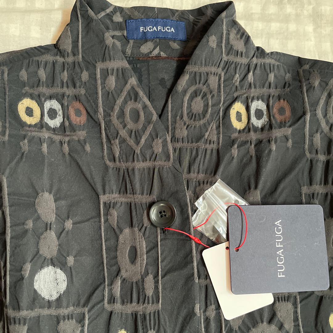 よこしょう 佐藤繊維FUGA FUGA 幾何学模様 ブラック系コート